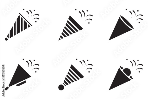 Trumpet icon set. New Year, Christmas, Stock vector collection. White background