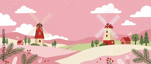 A whimsical landscape illus...