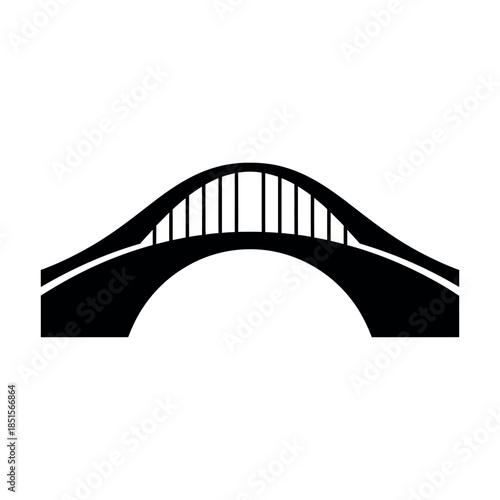Black Silhouette of a Curved Bridge.