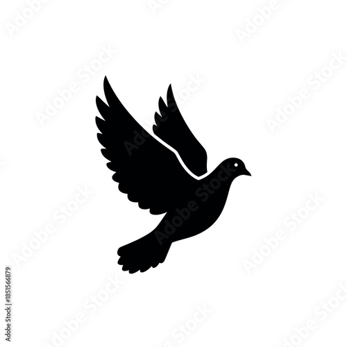 Wallpaper Mural Black silhouette of a dove in flight symbolizing peace and freedom. Torontodigital.ca
