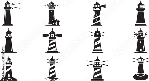Set of Lighthouse icon, Lighthouse vector collection