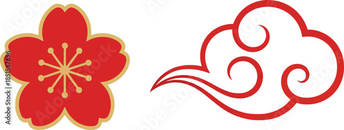 Celebrating Chinese New Year with Lunar Traditions and Plum Blossoms in Red Illustration