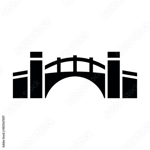 Simple black silhouette of a bridge icon.