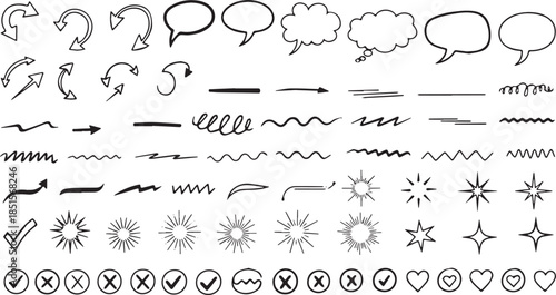 Collection of Hand Drawn Doodle Elements and Symbols 1.