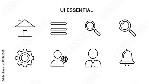 Essential Minimalist Outline Icons for Web and Mobile Interface Design