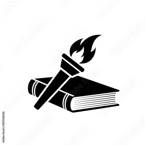 Torch and Book Symbolizing Knowledge and Enlightenment.