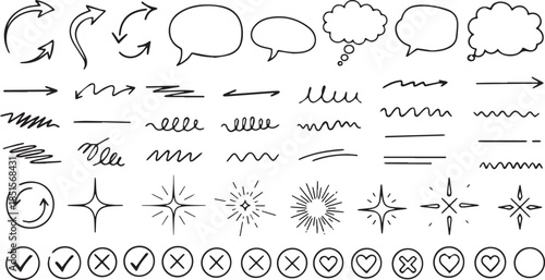 Collection of Hand Drawn Doodle Elements and Symbols.