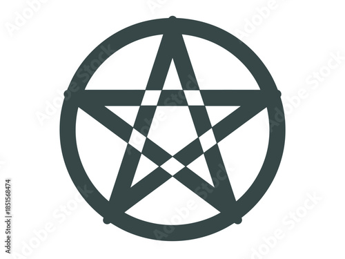 Dark Green Pentagram Symbol Inside Circle