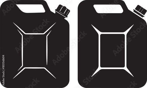 Two black silhouette jerry cans or fuel containers with handles