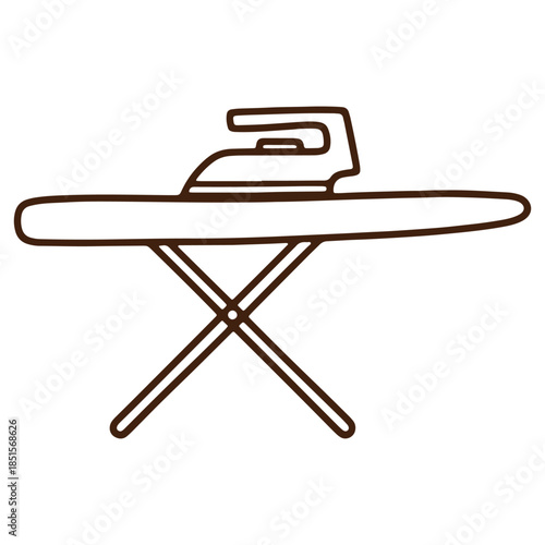 Ironing board with iron on top essential for laundry and home maintenance simple design for easy use