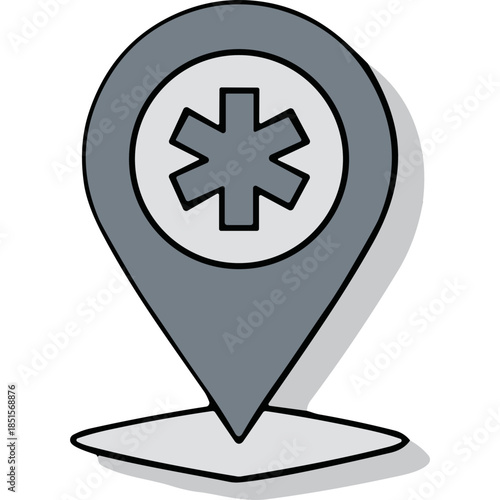 Free Download Medical Location Icon: Star of Life Map Pin - GFXLoad