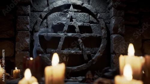 Stone relief with candles
