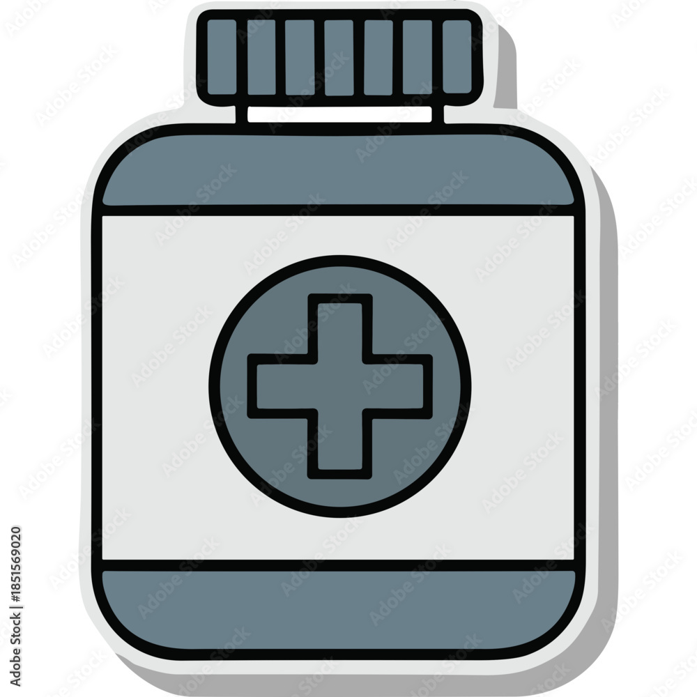 Obraz premium Medical Pill Bottle Icon with Plus Sign