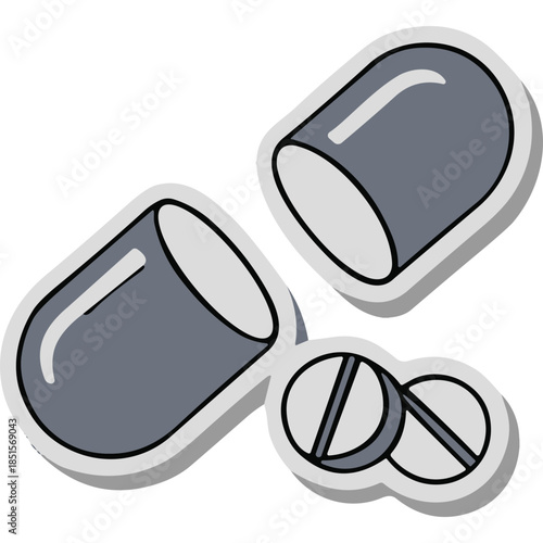 Medical Pills and Capsule Icon - Healthcare and Pharmaceutical Illustration