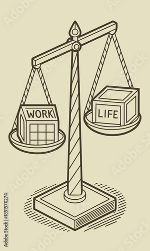 WorkLife Balance Concept Illustrated with Scales.