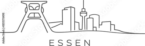 Essen city skyline minimalistic line art vector illustration