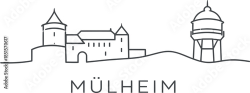 Mülheim city skyline with landmarks vector illustration