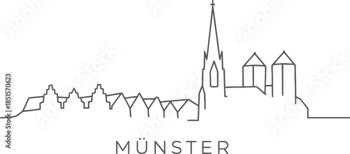 Minimalist Münster city skyline line art vector illustration