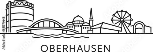 Oberhausen Germany city skyline line art vector illustration