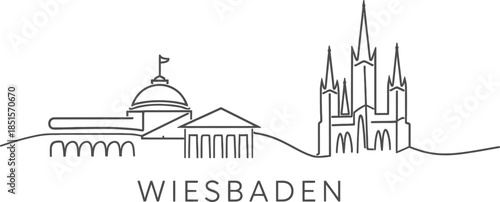 Wiesbaden Germany city skyline minimalist line art vector illustration