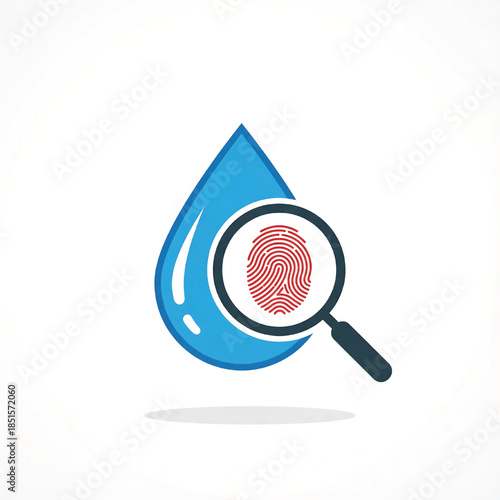 Vector of water drop with magnifier and bacterium. microorganism. Symbol of legionella pneumophila. Icon of infection in water new concept
