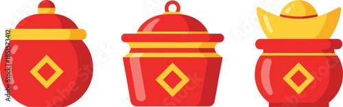 Vibrant Red Envelopes and Ingots Celebrating Chinese New Year and Lunar Traditions