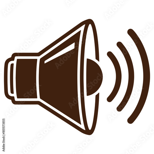 Brown Megaphone Icon Emitting Sound Waves Isolated on Transparent Background for Announcements and Notifications