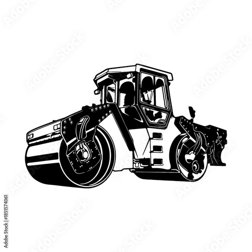 Asphalt skating rink, white compactor, vector illustration