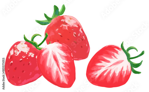 苺手描きイラスト_4つ