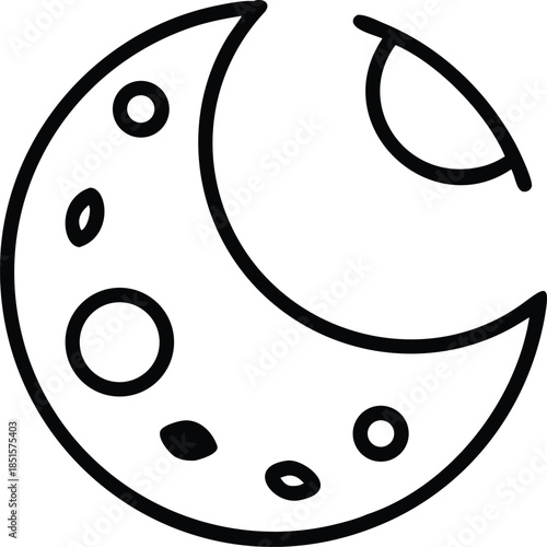 Simple crescent moon illustration with crater details