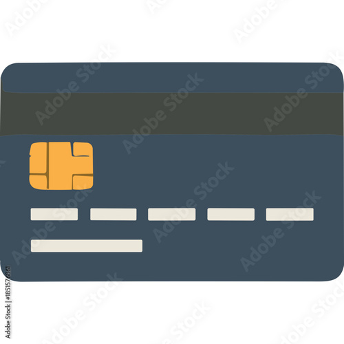 Modern Flat Design Credit Card with Chip and Magnetic Stripe
