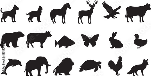 Silhouettes of various animals