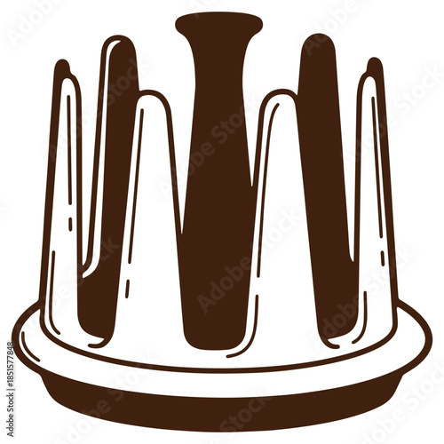 Illustrated ceramic vase with multiple slender necks perfect for home decor or floral arrangements isolated on a white background