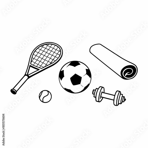 tennis racket and ball vector