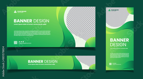 green abstract background gradient banner template design
