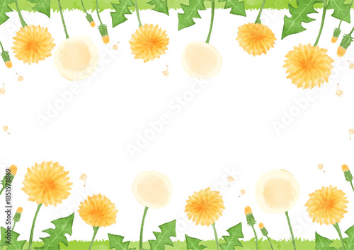 水彩のタンポポの背景イラスト