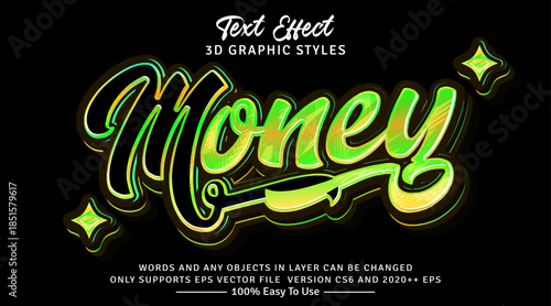Money 3d gradient text style effect