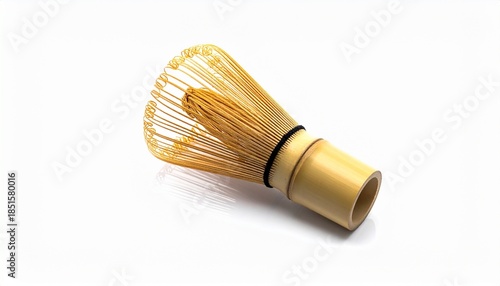 Traditional bamboo matcha whisk (chasen) with thin carved tines, used in Japanese tea ceremonies.