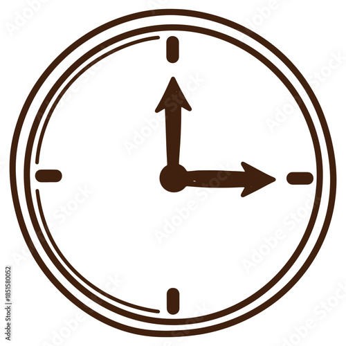 Minimalist Clock Icon Design with Brown Tone for Time Management and Scheduling Concept