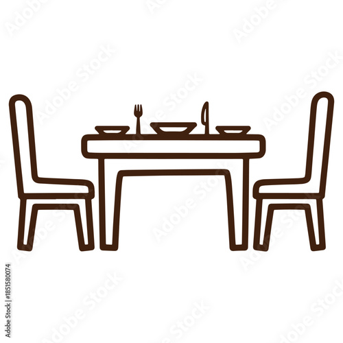 Minimalist dining table setup with two chairs and cutlery perfect for intimate meals at home