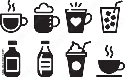 Beverage Icons Collection coffee cup hot chocolate