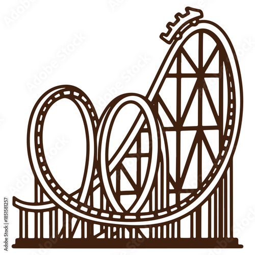 Roller coaster illustration featuring multiple loops and twists ideal for amusement park themes and thrilling ride designs