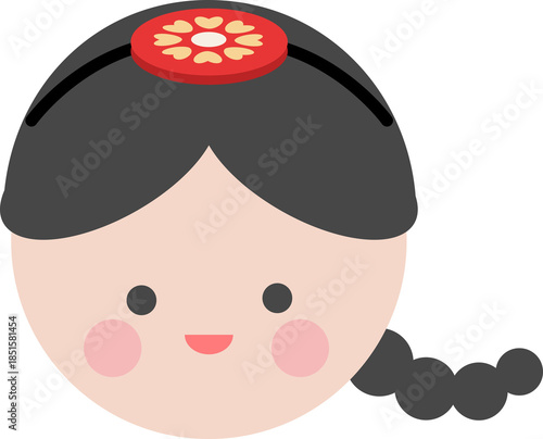 귀여운 댕기머리 소녀의 얼굴