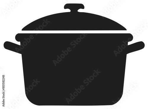 Cooking pot with lid silhouette vector icon for culinary and kitchen themes