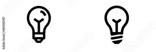 A professional collection of minimalist line-art icons featuring light bulbs and electrical symbols to represent innovative ideas, energy, and creative problem-solving