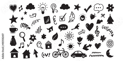 set of vector silhouettes of trees