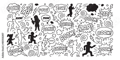 vector illustration of a group of people in action