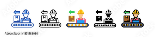 Assembly Line Icon Multi Style Illustration
