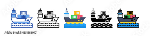 Ship Cargo Icon Multi Style Illustration