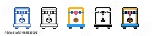 3D Printing Icon Multi Style Illustration